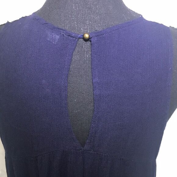 Suzanne Betro, Blue Sheer Tank Dress w Side Pockets and Slits, Medium - Picture 8 of 11